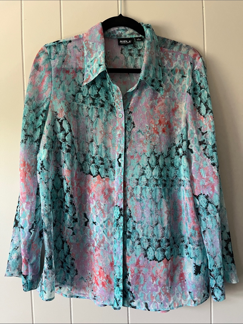 Allen B. By Allen Schwartz Multicolor Pastel Abstract Button-Up Blouse